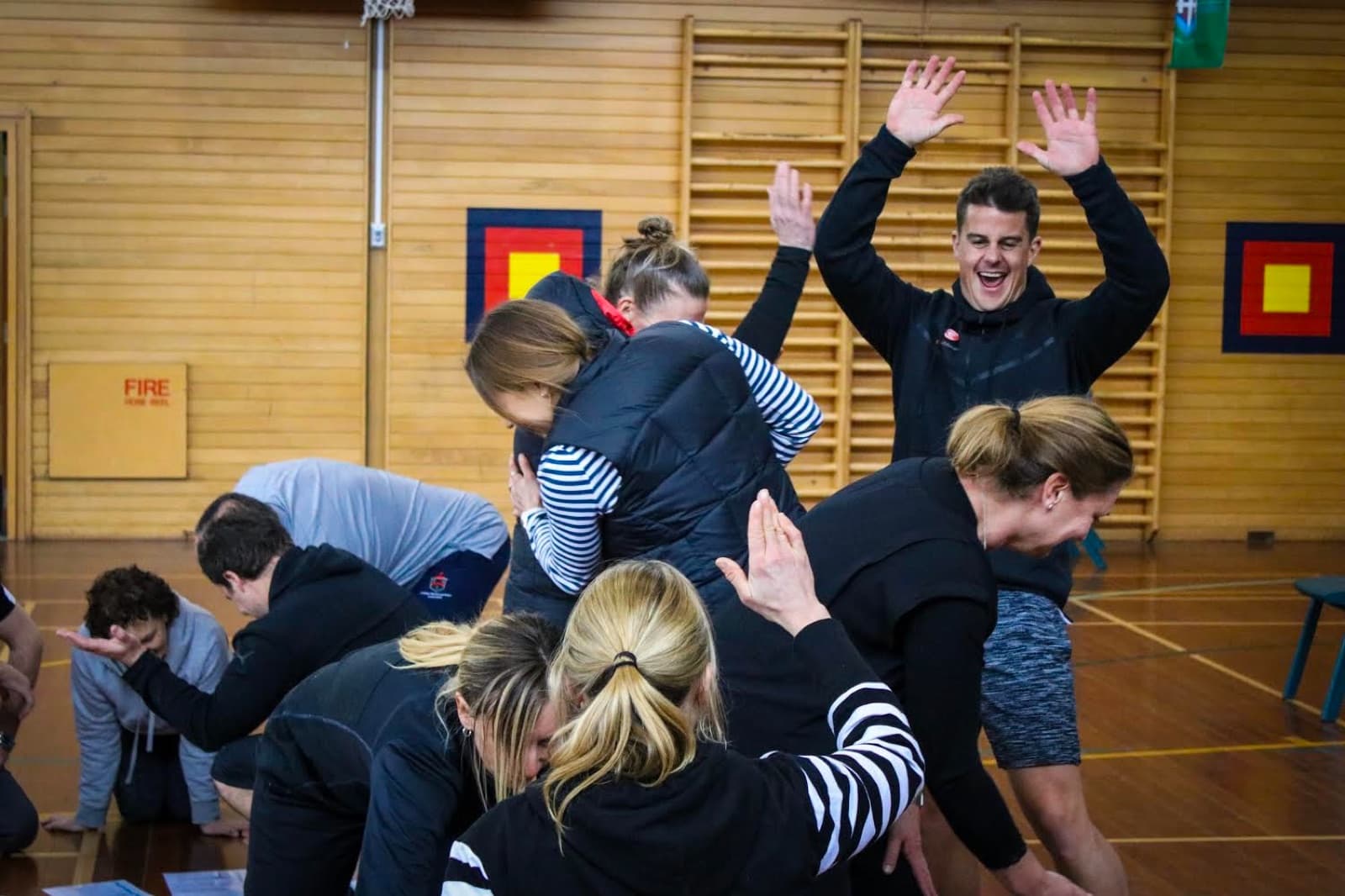 Teachers mid-game at a staff PD session