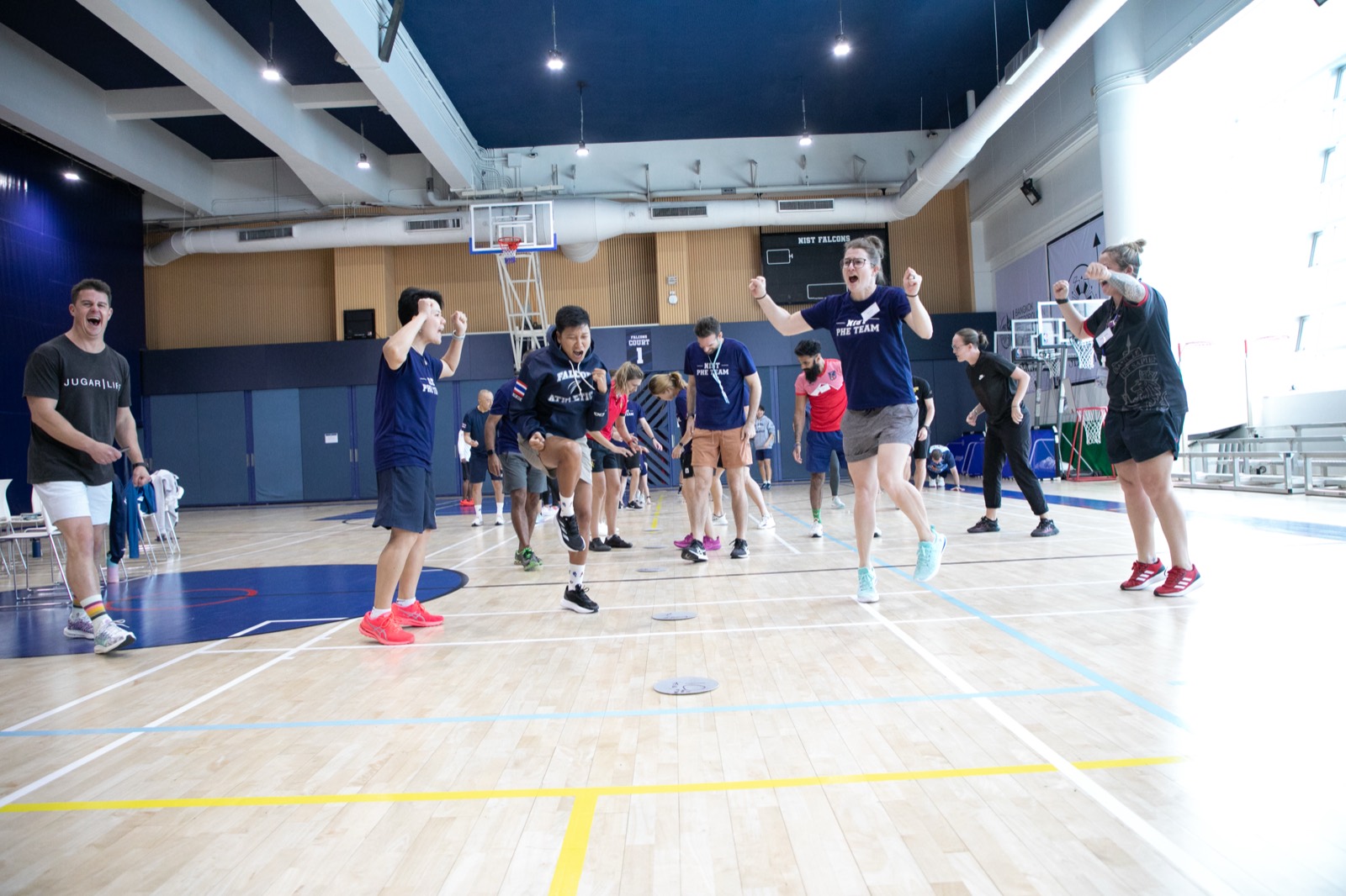 Teachers playing a game at a live workshop